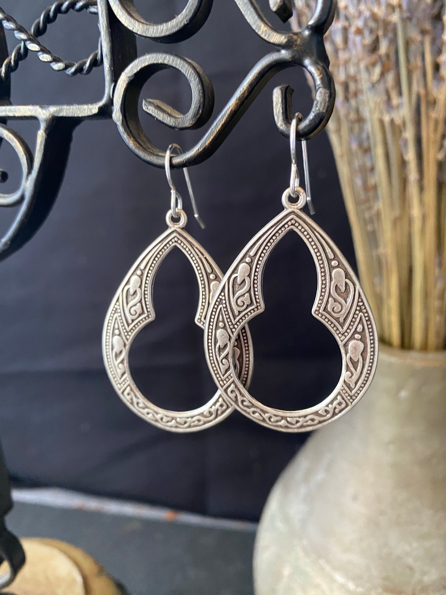 Celtic drop charms, sterling silver earrings