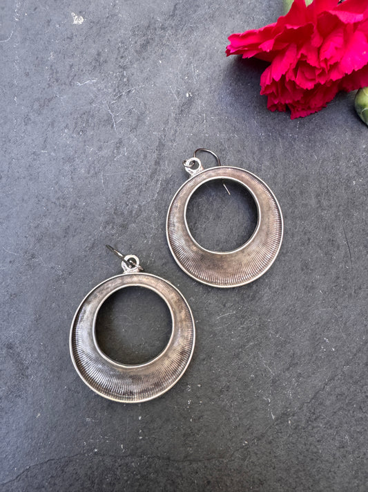 Hammered hoops. Sterling silver earrings, jewelry.