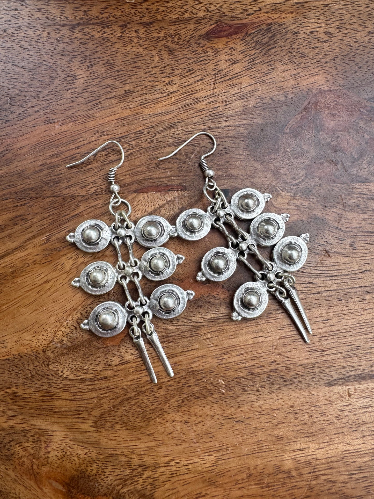 Long charm silver earrings, jewelry