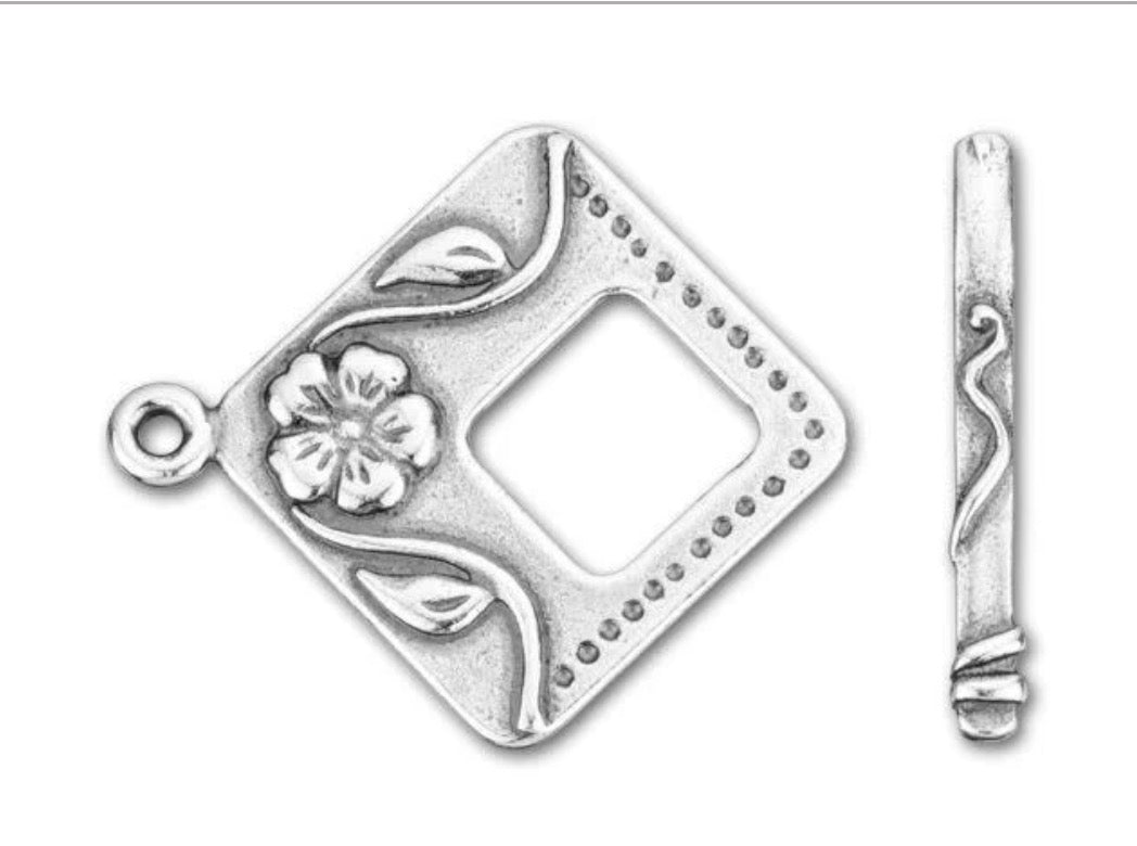 Square Flower Square Toggle Clasp