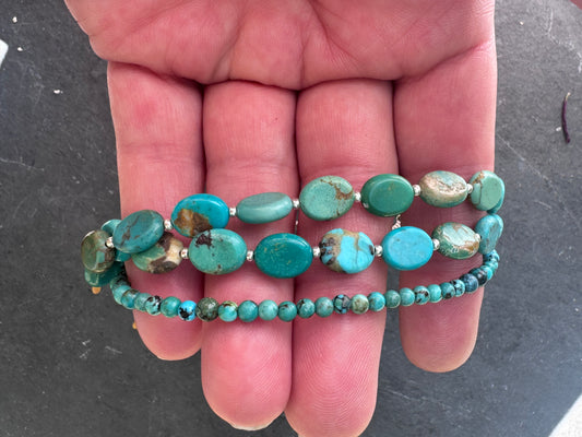 Wander. Turquoise stone, silver metal chain, charm, bracelet