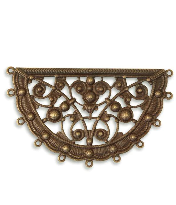 Fanned Boho Filigree- Vintaj Natural Brass-61x37mm