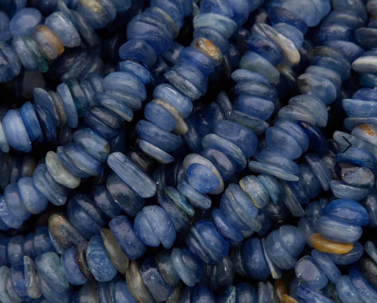 Blue kyanite wire wrapped chip stone, silver, bracelet