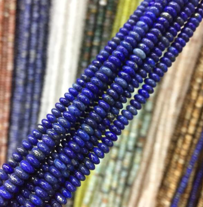 Lapis lazuli natural stone flat oval rondelle 2X4mm