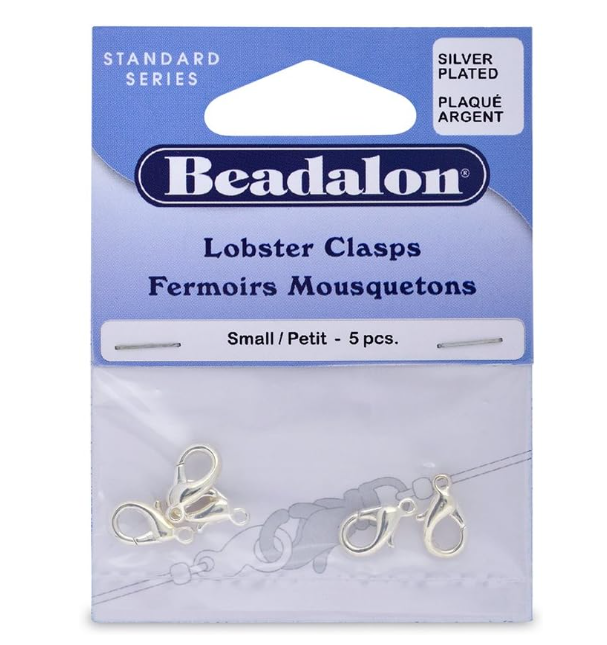 Beadalon- Lobster Clasp Small Nickel Free Silver, Plated, 5-Piece