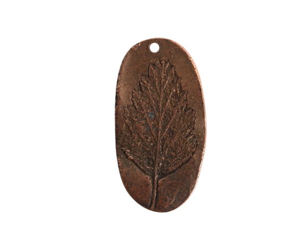 Charm Alder Leaf Antique Copper, 17x32mm