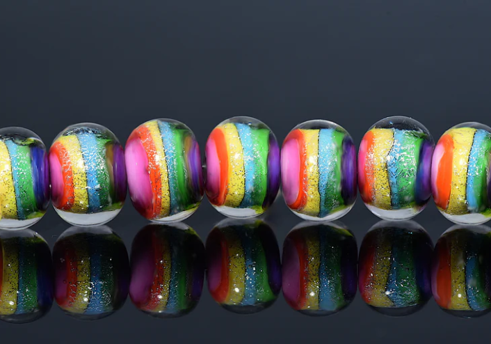 Seven Rainbow Balloons II Rondelle Beads