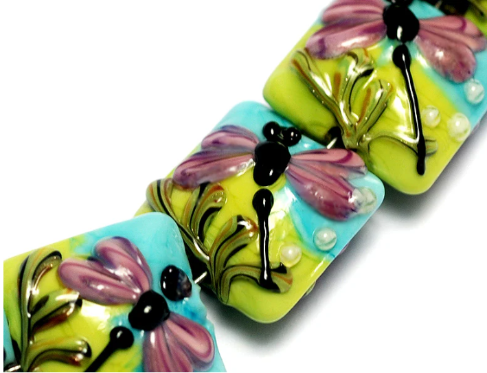 Four Purple Dragonfly Pillow Beads