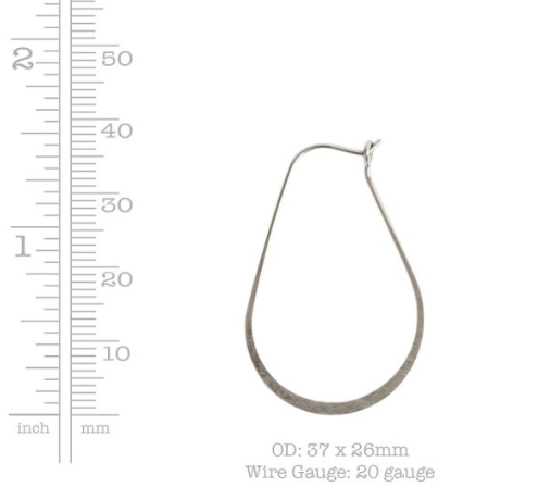 Ear Wire Hoop Oval, Antique Gold (small)