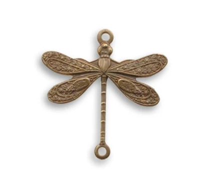 Vintaj Natural Brass- Dragonfly 2-Hole Connector 17mm