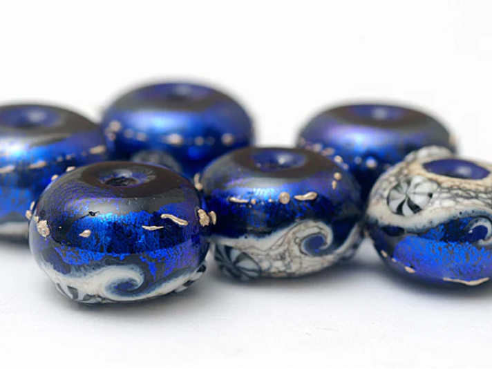 Cobalt Celestial Rondelle Beads