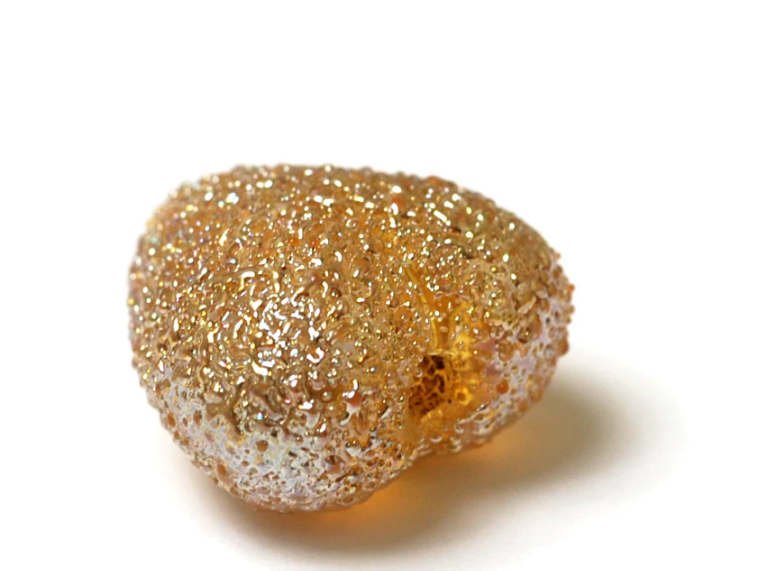 Heart lampwork bead-Golden Yellow Metallic Heart