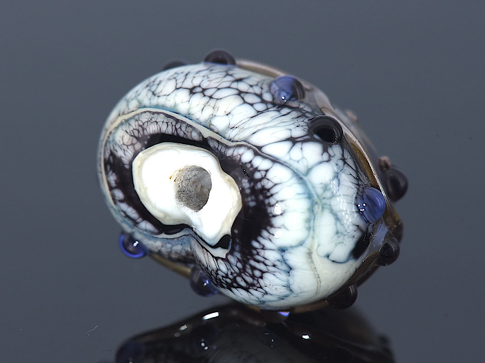 Heart lampwork bead-Beige & Ivory Free Style Heart