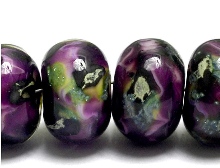 Purple Meadow Rondelle Beads