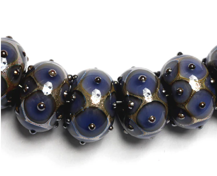 Lavender with Metal Dots glass Rondelle Beads
