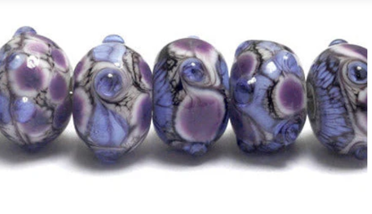 Seven Lavender Rock River Rondelle Beads