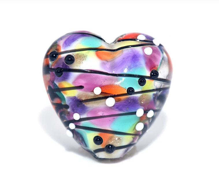 Heart lampwork bead-Surprise Party Heart