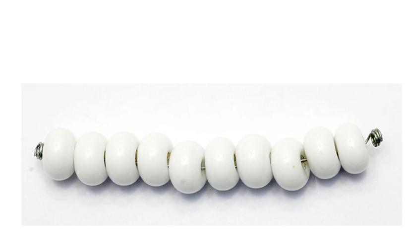 Ten Opaque White Rondelle Spacer Beads