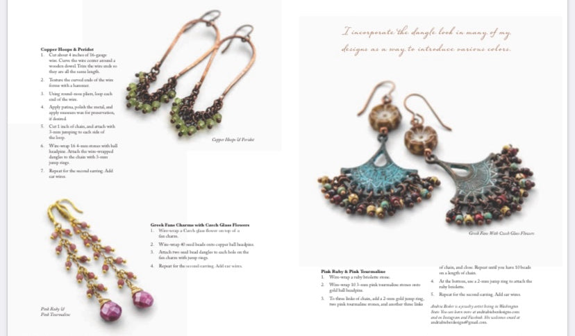 Ceramic fan charms, Czech glass, earrings, kit. Published in Belle Armoire