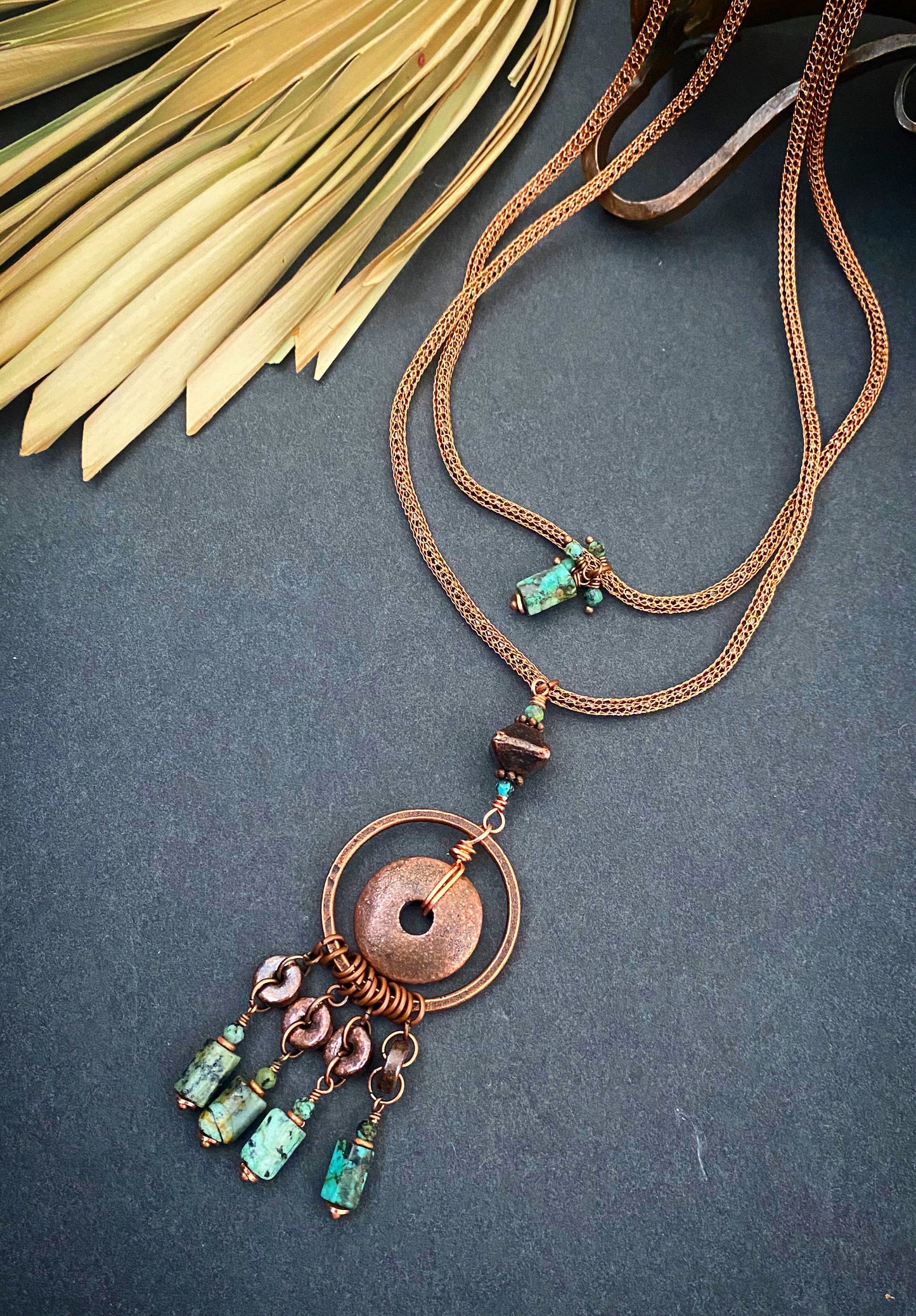 Green African turquoise, necklace, KIT