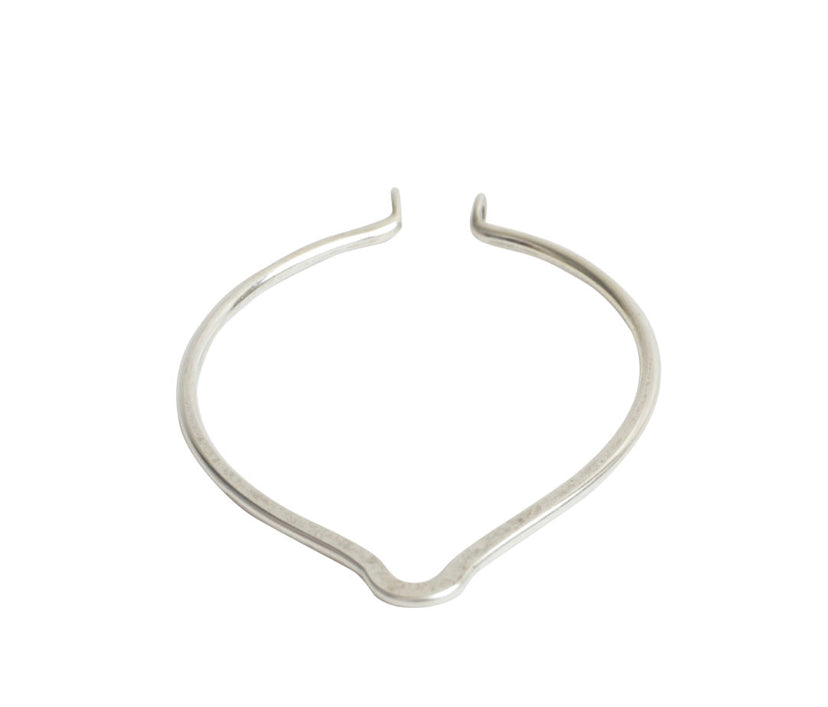 Antique Silver metal, Open oval point, hoops