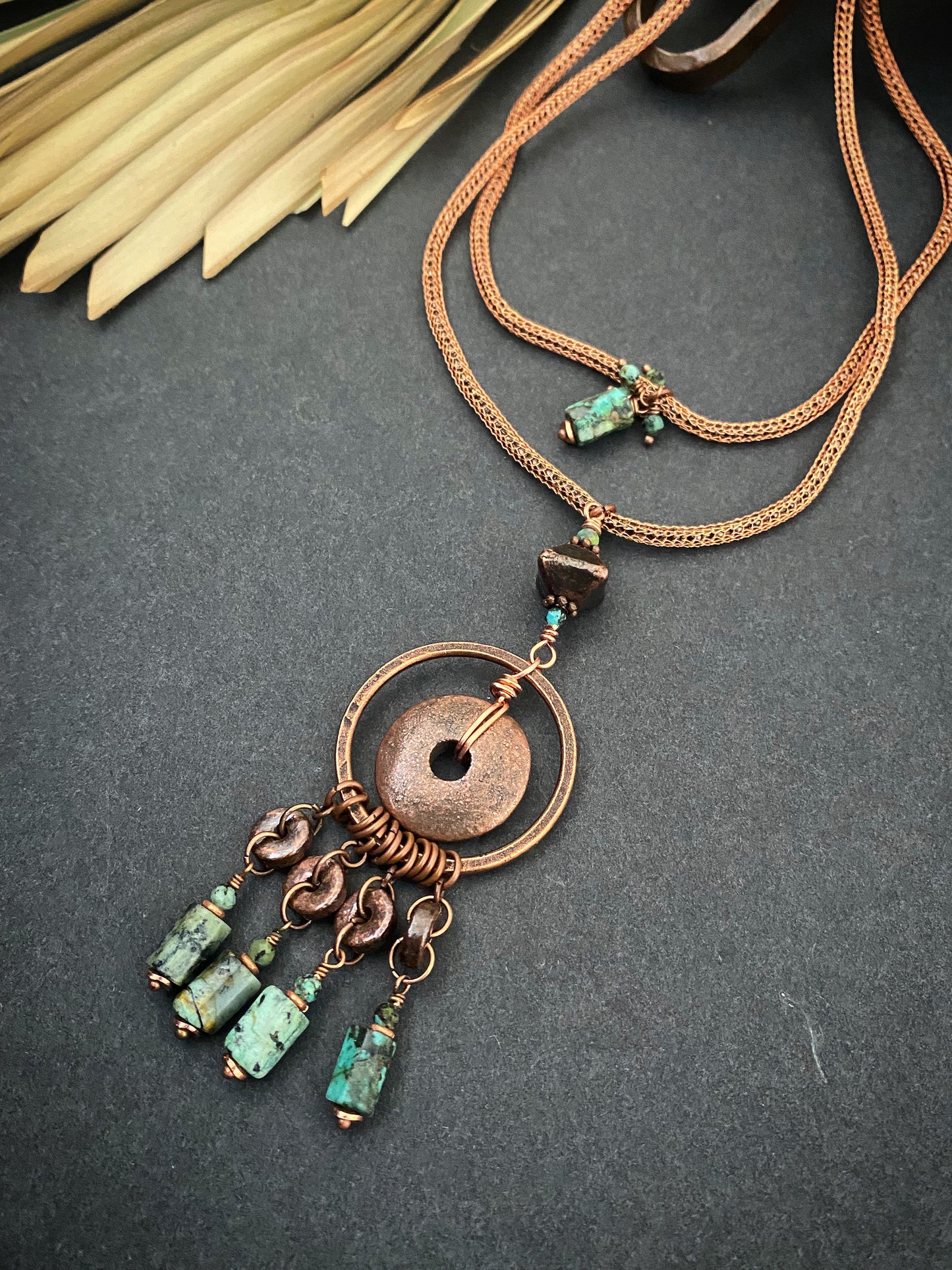 Green African turquoise, necklace, KIT