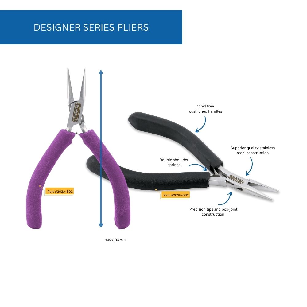 Bent Chain Nose Pliers, Purple Vinyl-Free Grips, Stainless Steel
