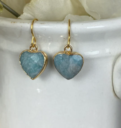 Amazonite gemstone. Heart Charm Pendant- 15mm