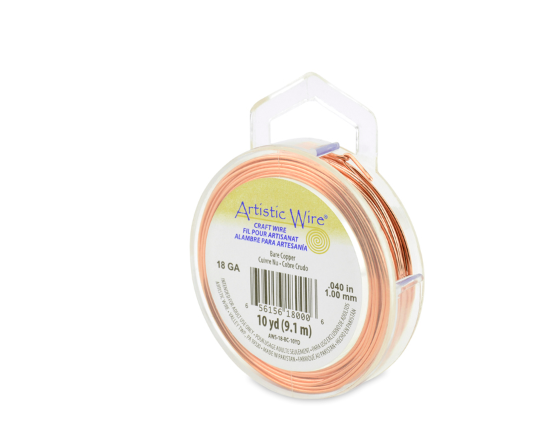 Beadalon, Artistic Wire, 18 Gauge / 1.0 mm Bare Copper Craft Wire, 10 yd / 9.1 m