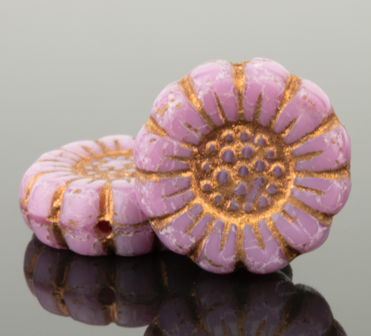 Sunflower (13mm) Pink Silk with Dark Bronze Wash