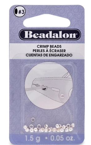 Beadalon Crimp Beads Size #3, 1-1/2 Grams/Pkg, Silver