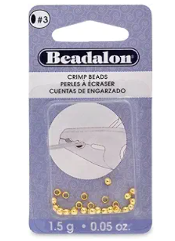 Beadalon Crimp Beads Size #3, 1-1/2 Grams/Pkg, Gold