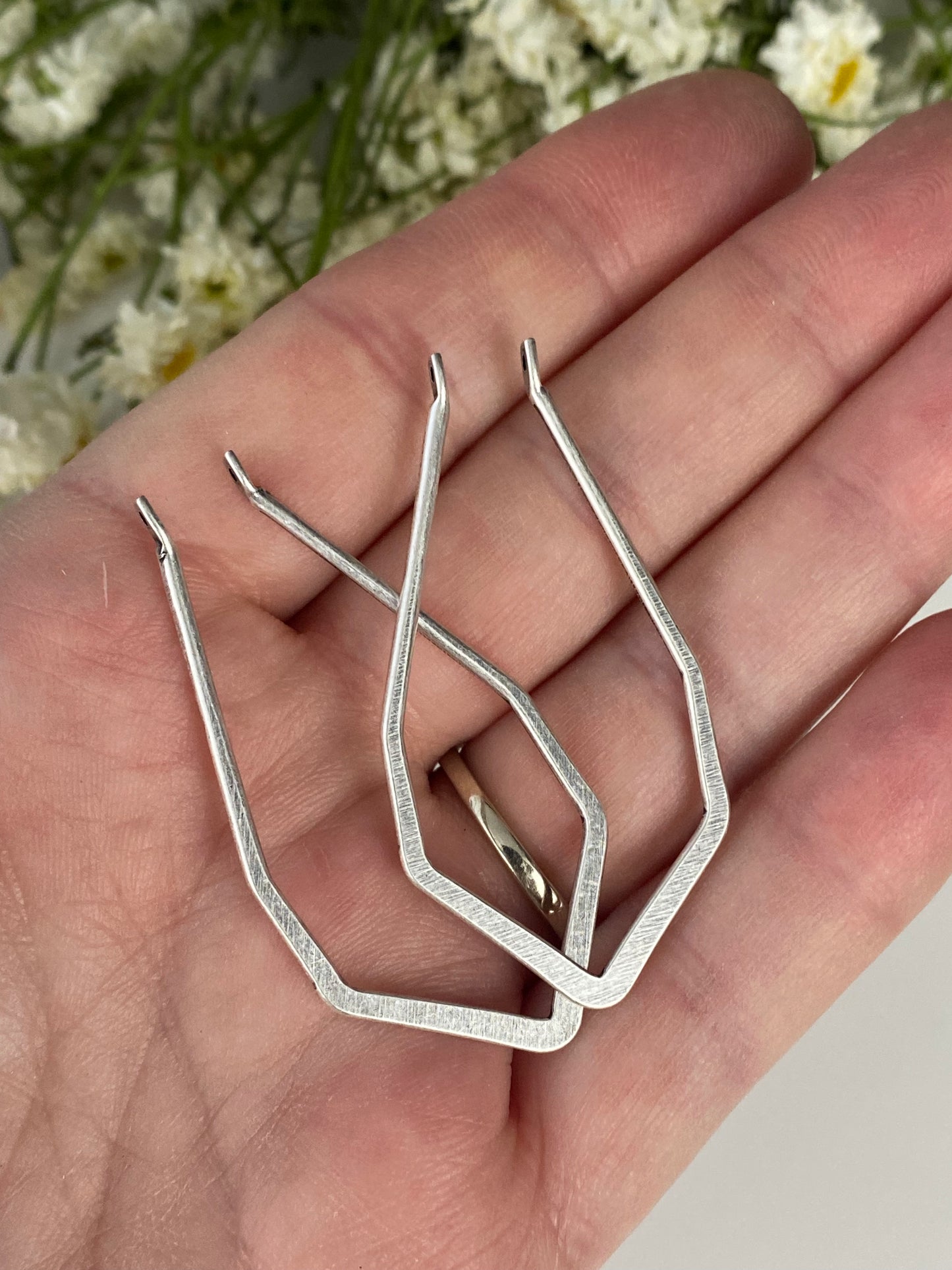 Sterling Silver (plated) Long Open Diamond Wire Frame