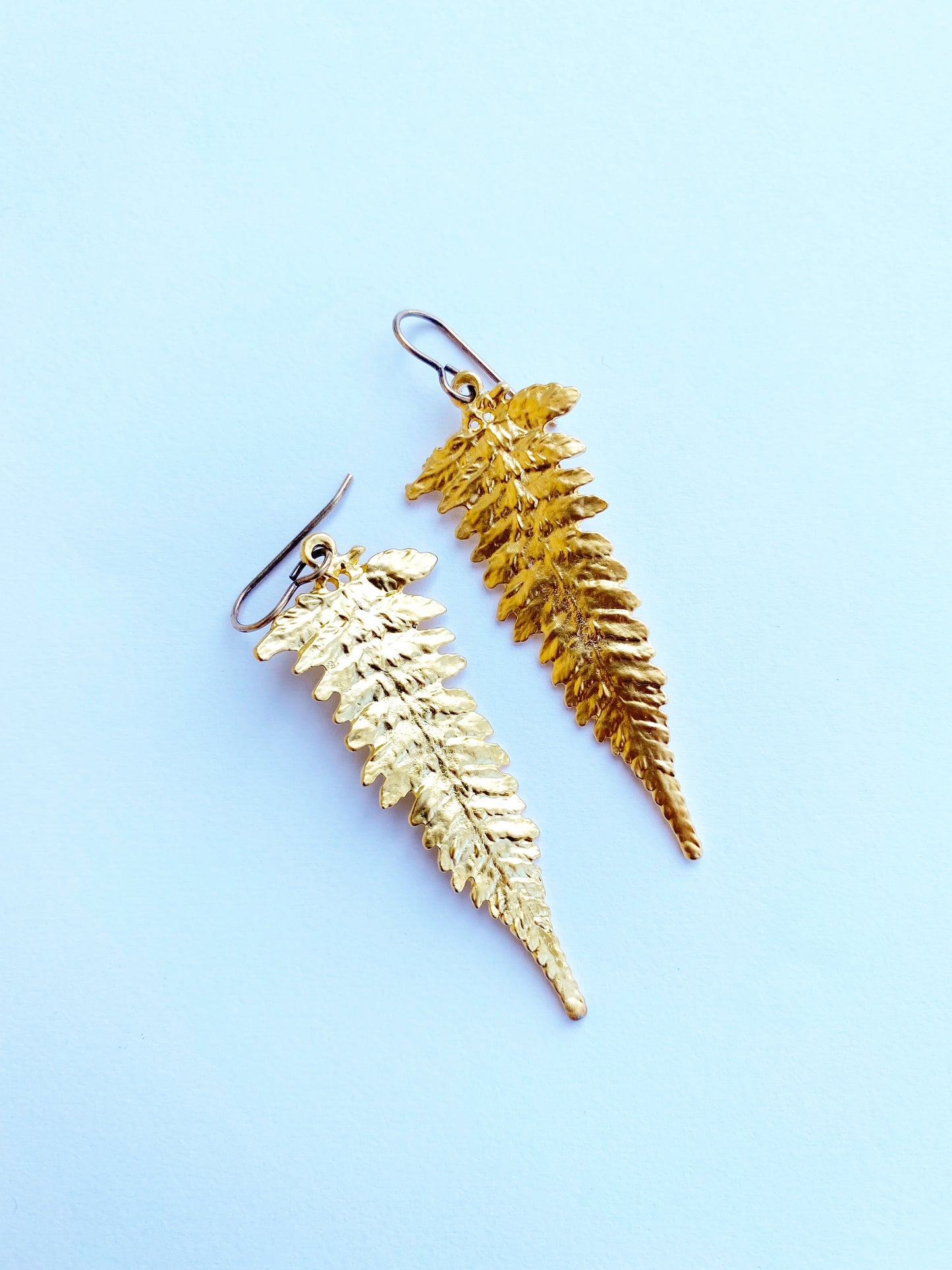 Gold Ferns. Fern detailed gold charm earrings. - Andria Bieber Designs