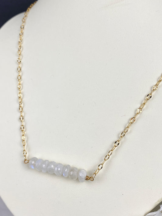 Moonstone pendant bar, gold necklace, jewelry - Andria Bieber Designs 