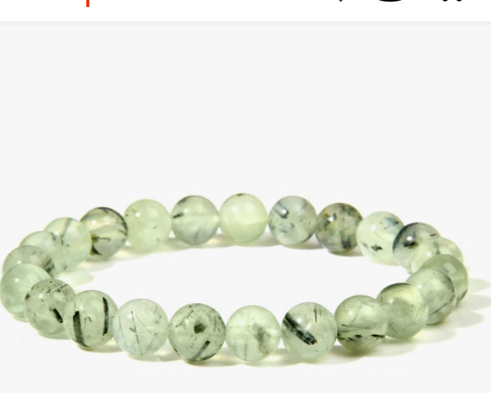Prehnite stone, stretch cording, yoga, bracelet, jewelry. - Andria Bieber Designs