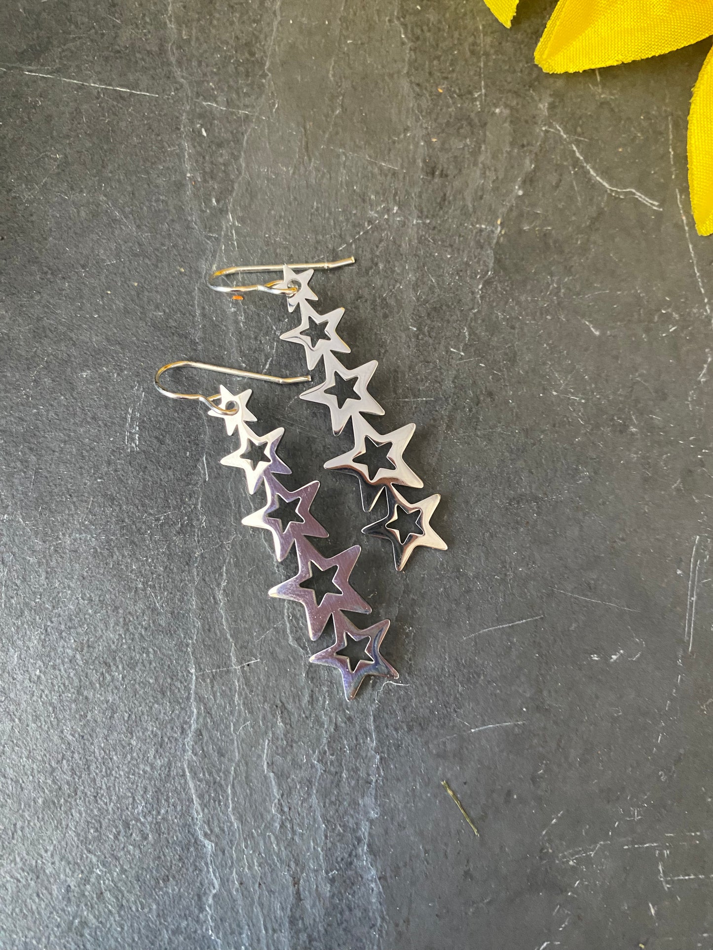 Stars, silver metal charms earrings