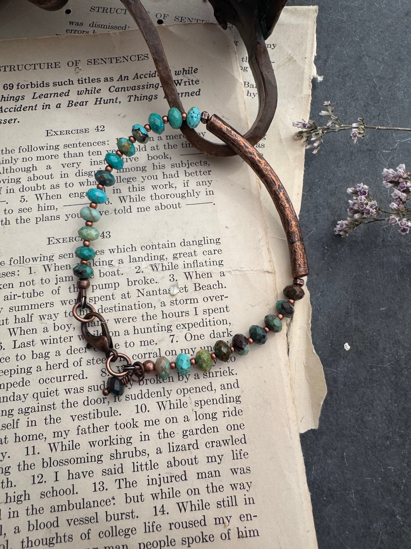 Turquoise and copper metal, bracelet