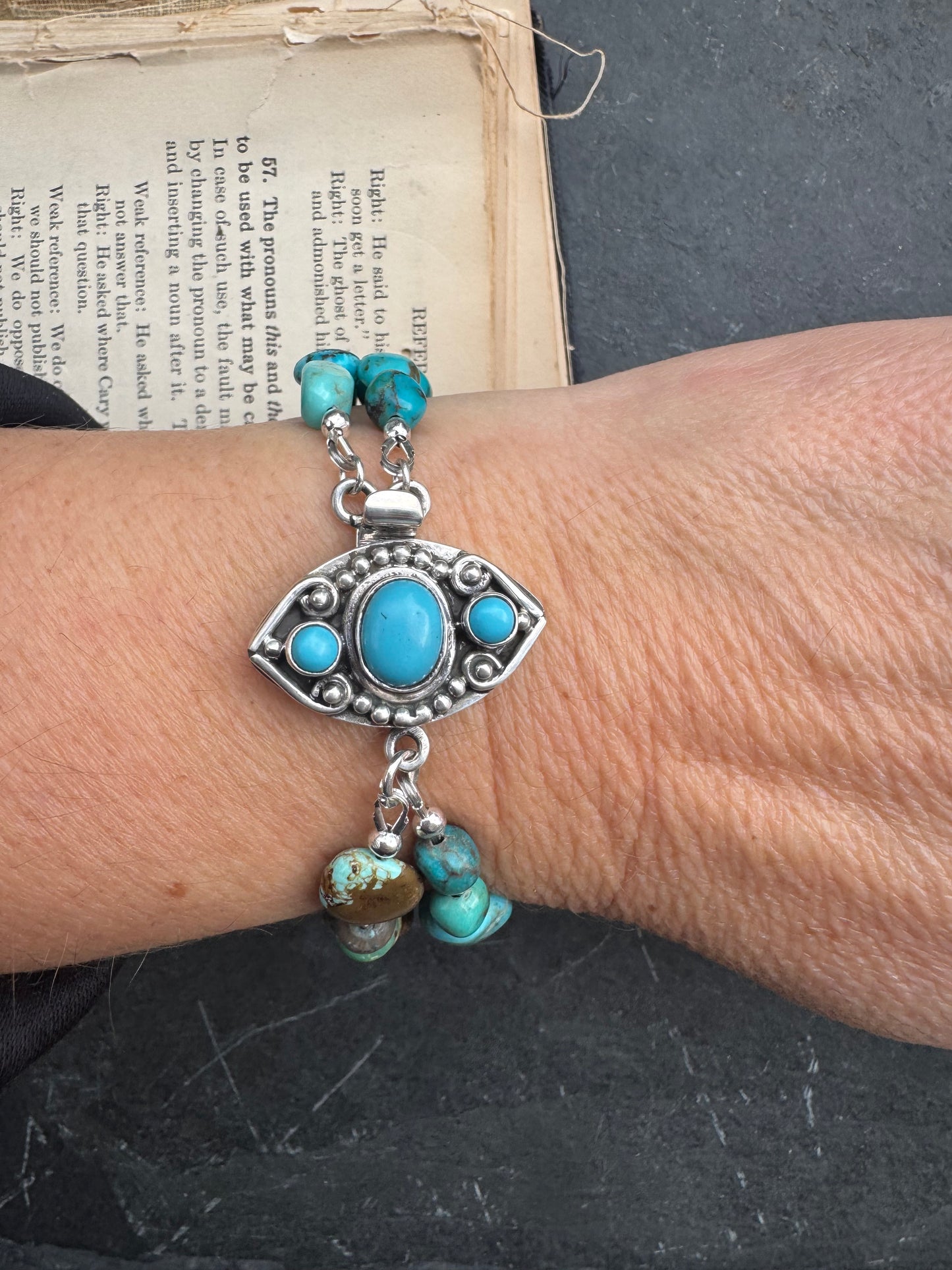 Sleeping beauty turquoise, 8 turquoise, kingman turquoise, sterling silver box clasp, bracelet