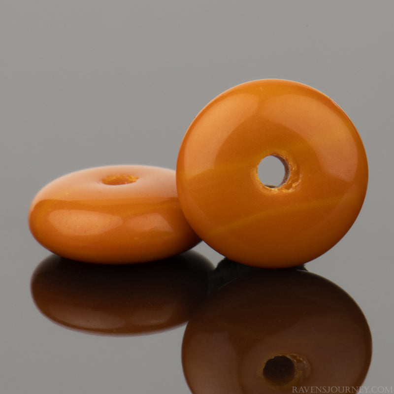 Disc Spacer (6mm) Mustard Orange Opaque- rondelle spacer