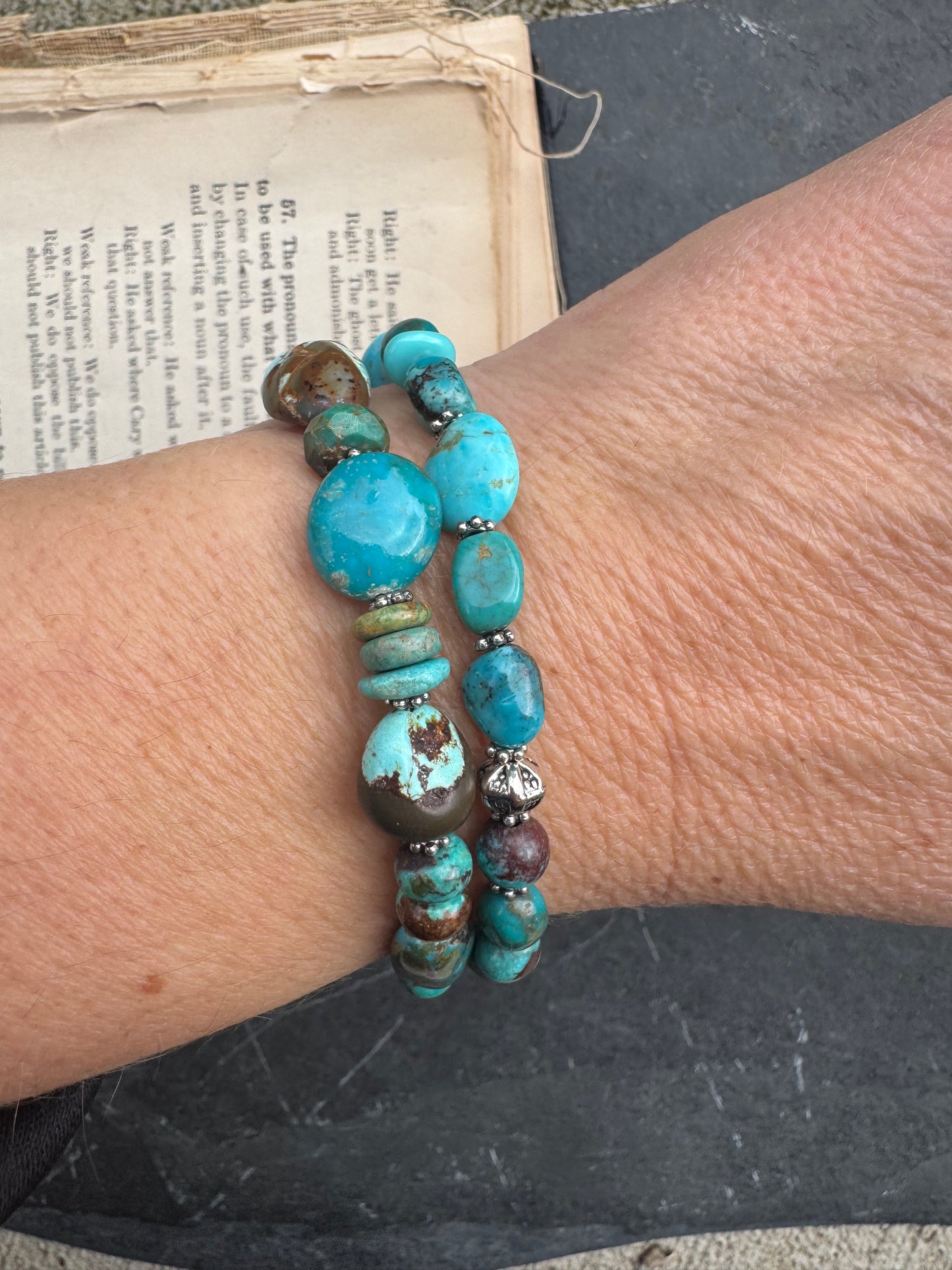 Sleeping beauty turquoise, 8 turquoise, kingman turquoise, sterling silver box clasp, bracelet