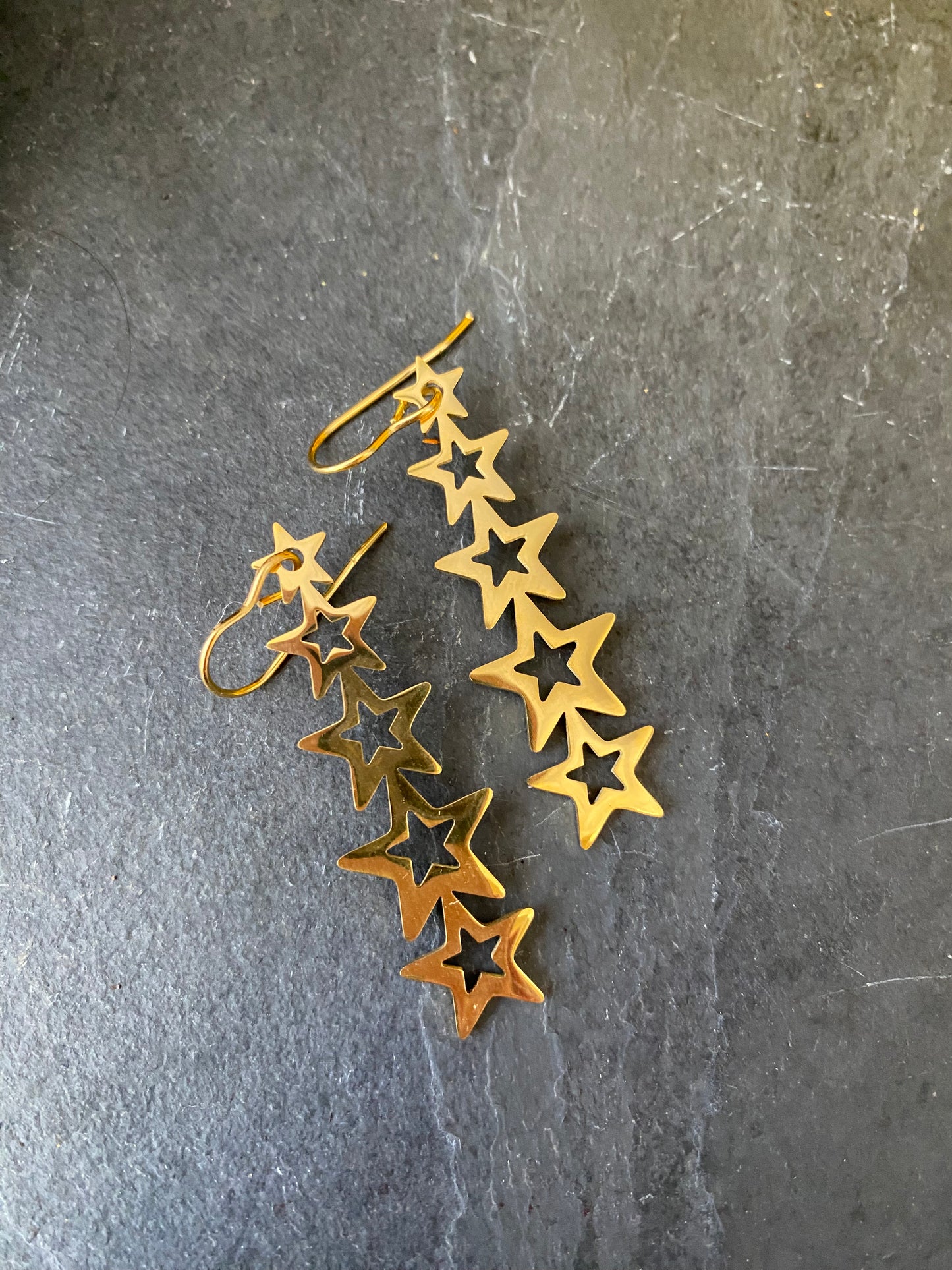 Stars, gold metal charms earrings