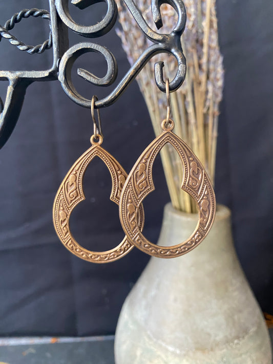 Celtic drop charms, bronze metal earrings