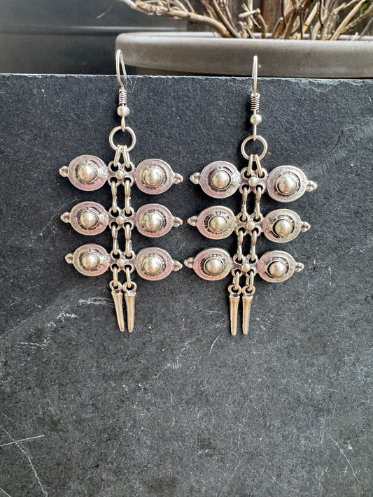 Long charm silver earrings, jewelry