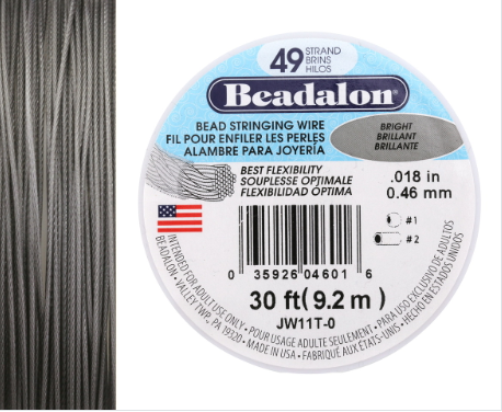Beadalon Bright .015" 49 Strand Wire 30ft.