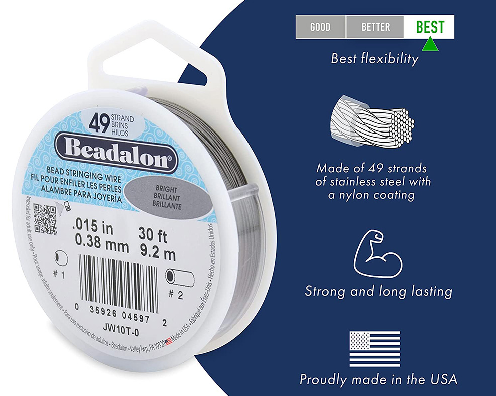 Beadalon Bright .018" 49 Strand Wire 30ft.