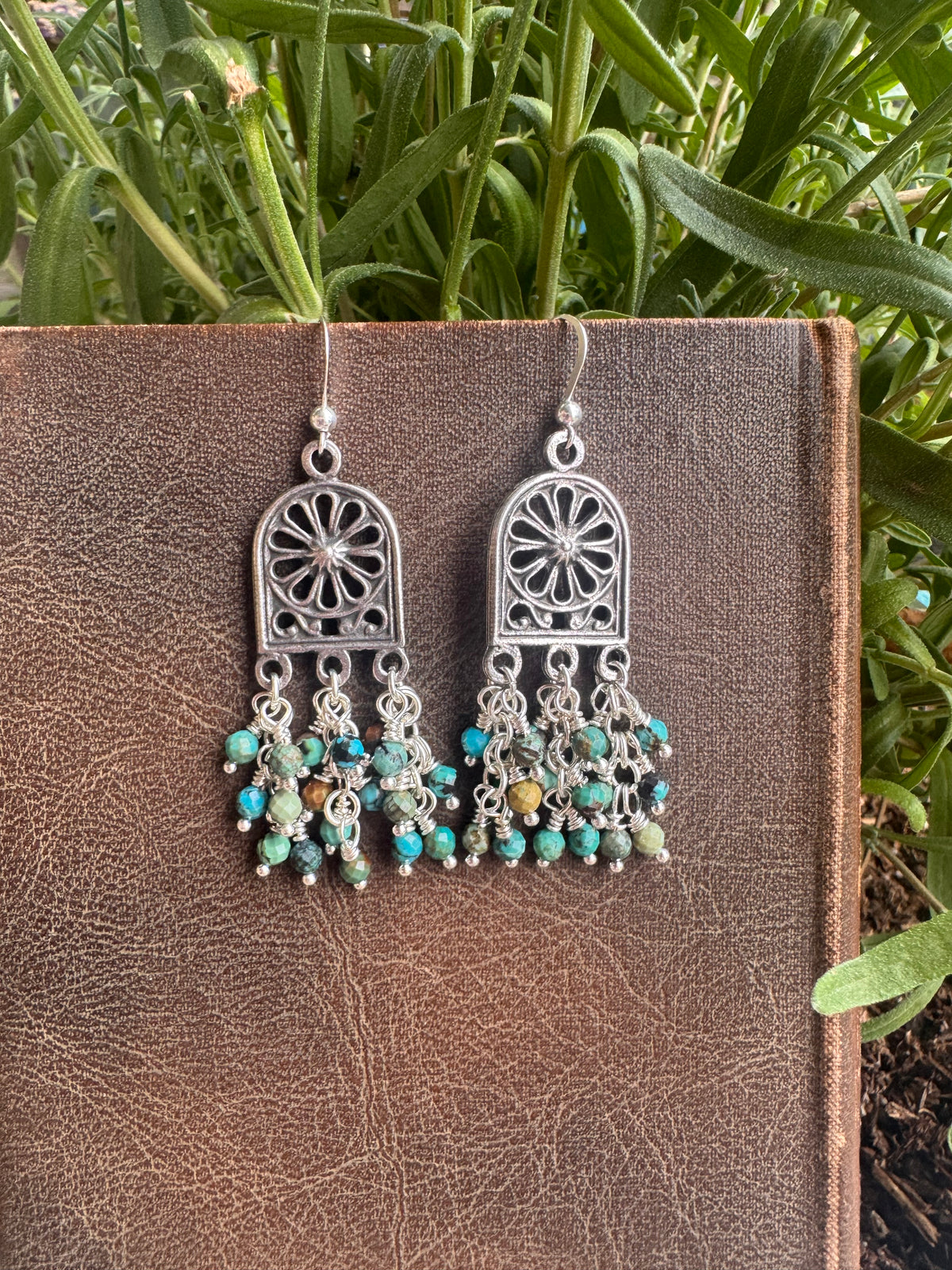 Hubei Turquoise, Sterling silver metal, earrings