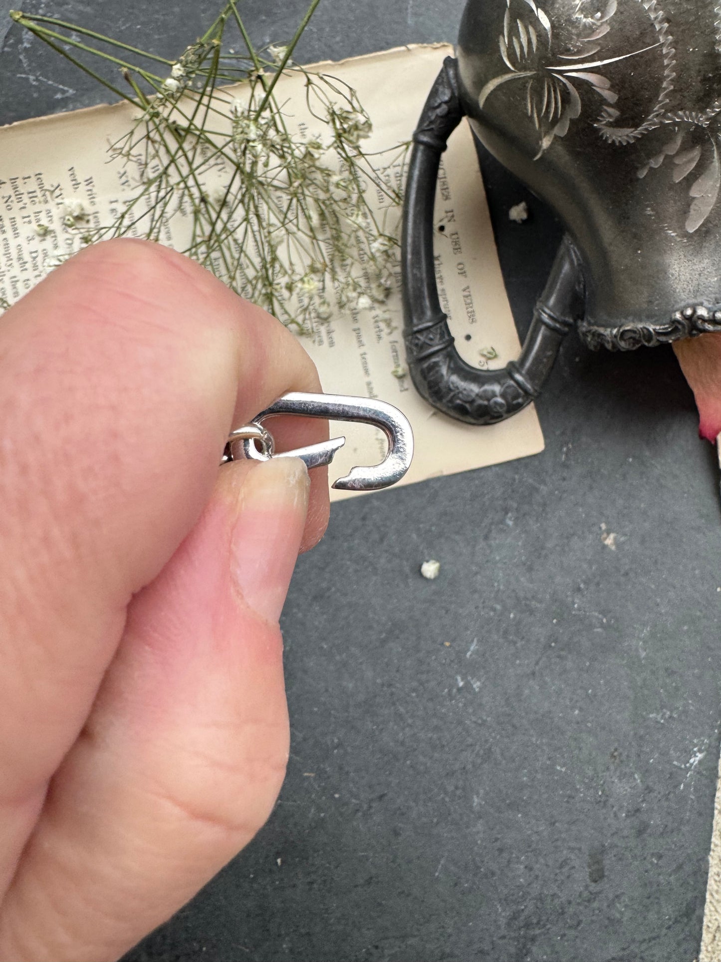 Iolite gemstone, kyanite gemstone and rhinestone, silver clasp, bracelet