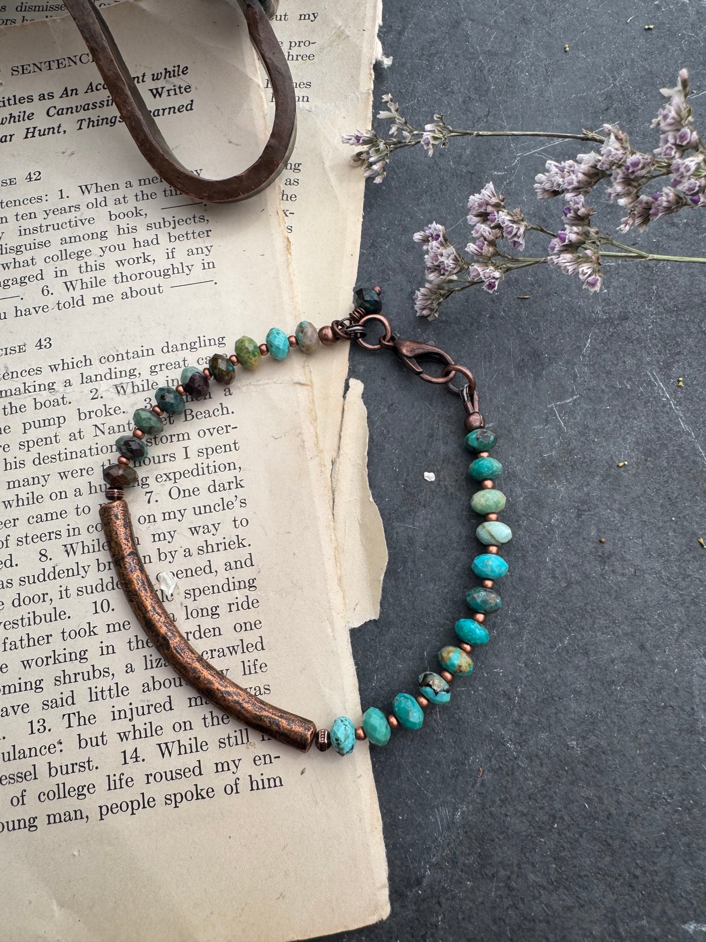 Turquoise and copper metal, bracelet