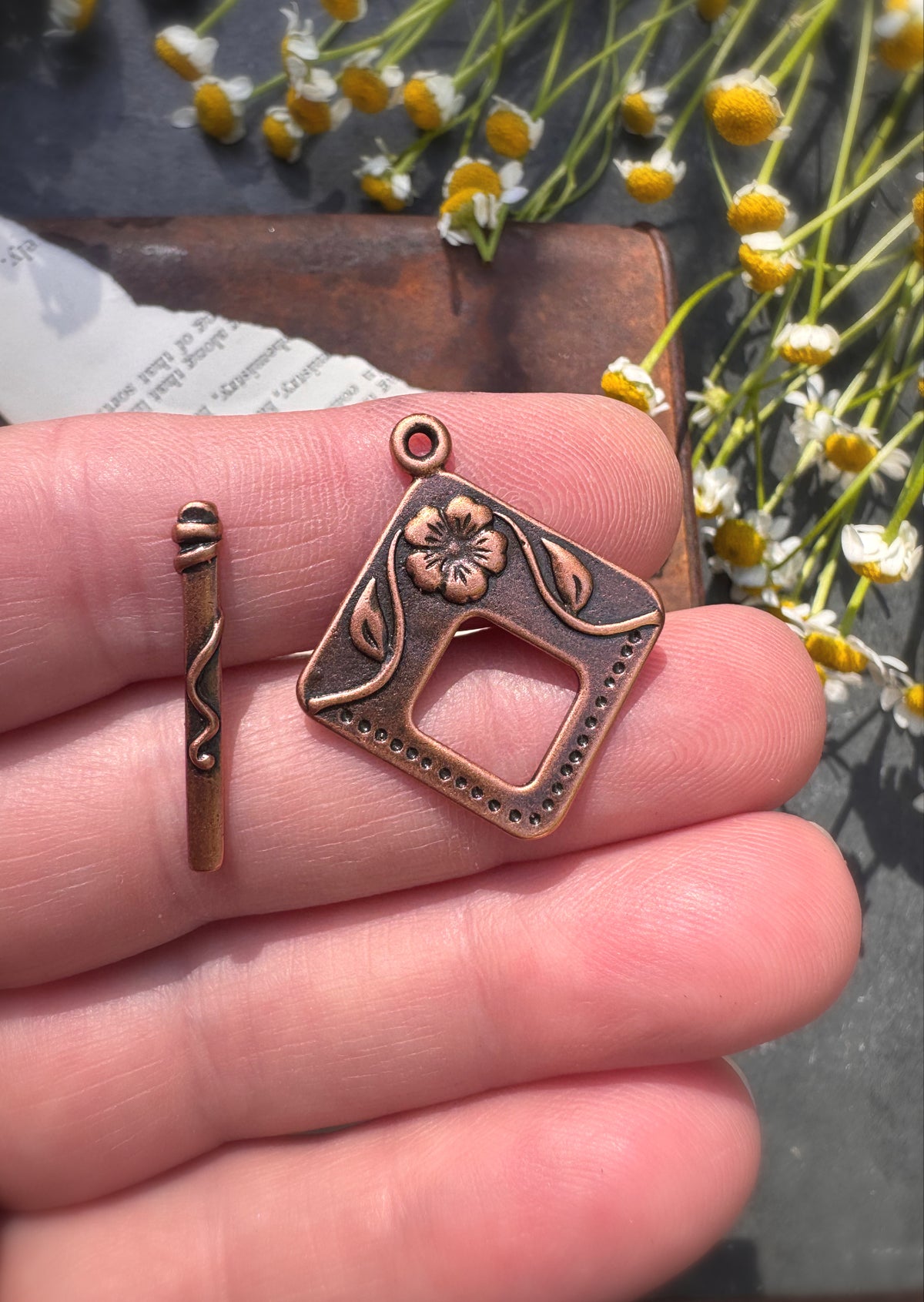 Square Flower Square Toggle Clasp